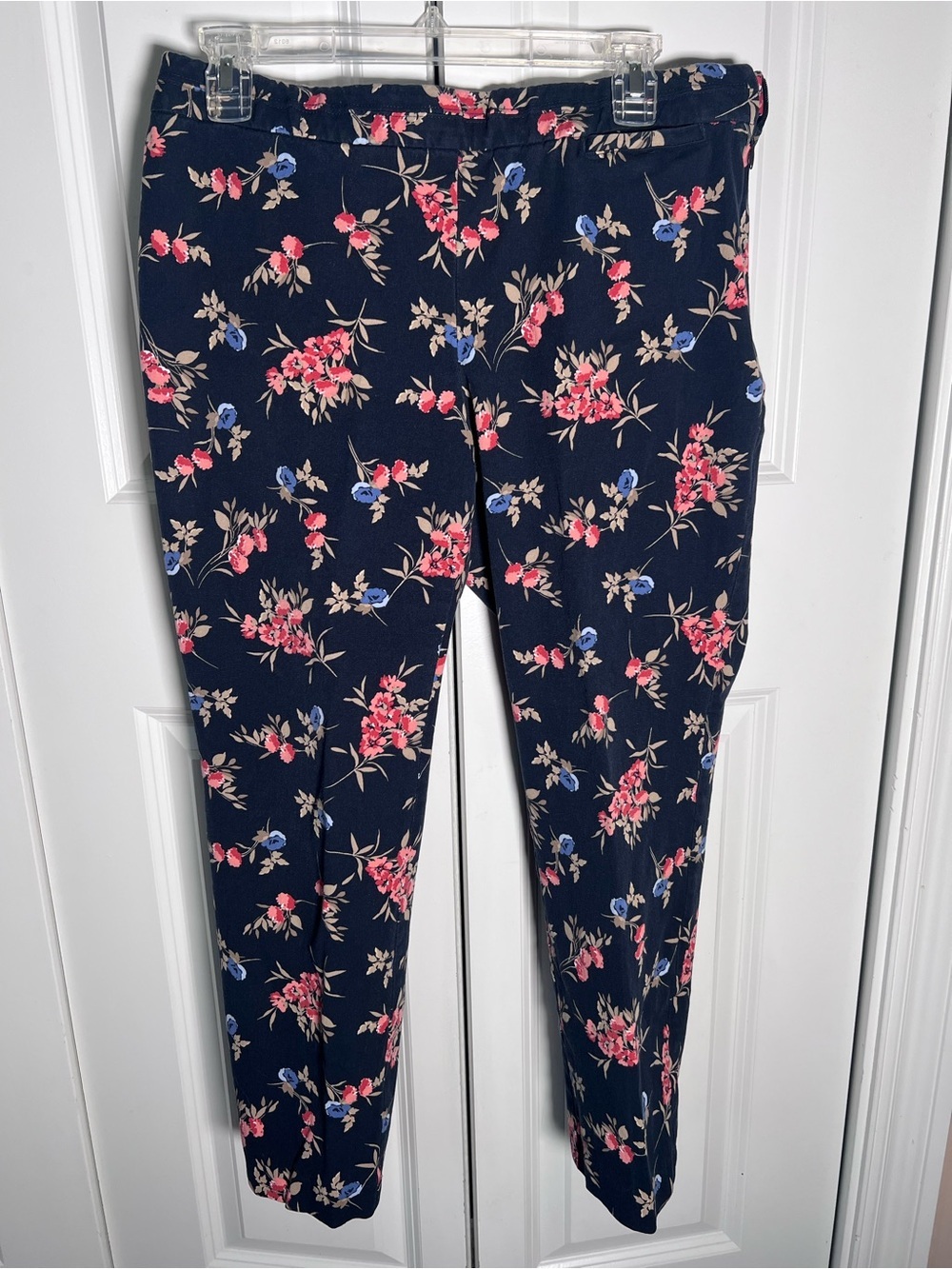 J. Jill Navy Floral Precision Stretch slim leg pants